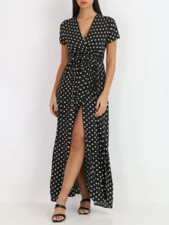 Robe Longue à Pois -Logic || Diamond || Zero Soldes Boutique V15 8809P BLK 2