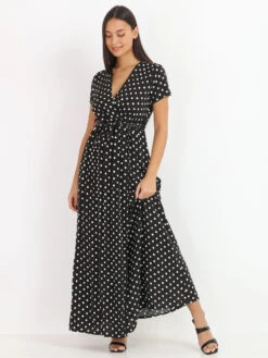 Robe Longue à Pois -Logic || Diamond || Zero Soldes Boutique V15 8809P BLK 4