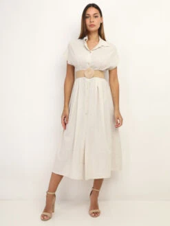 Robe En Lin Boutonnée à Fente -Logic || Diamond || Zero Soldes Boutique V15 MY55103 BGE 3