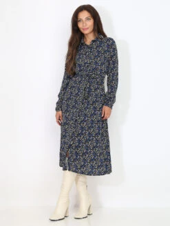 Robe Midi Boutonnée à Motif Floral -Logic || Diamond || Zero Soldes Boutique V19 P8365 B BLK 3