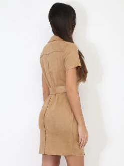 Robe Blazer Ceinturée En Suédine 7 Robe Blazer Ceinturée En Suédine -Logic || Diamond || Zero Soldes Boutique V22 5137 CML 2