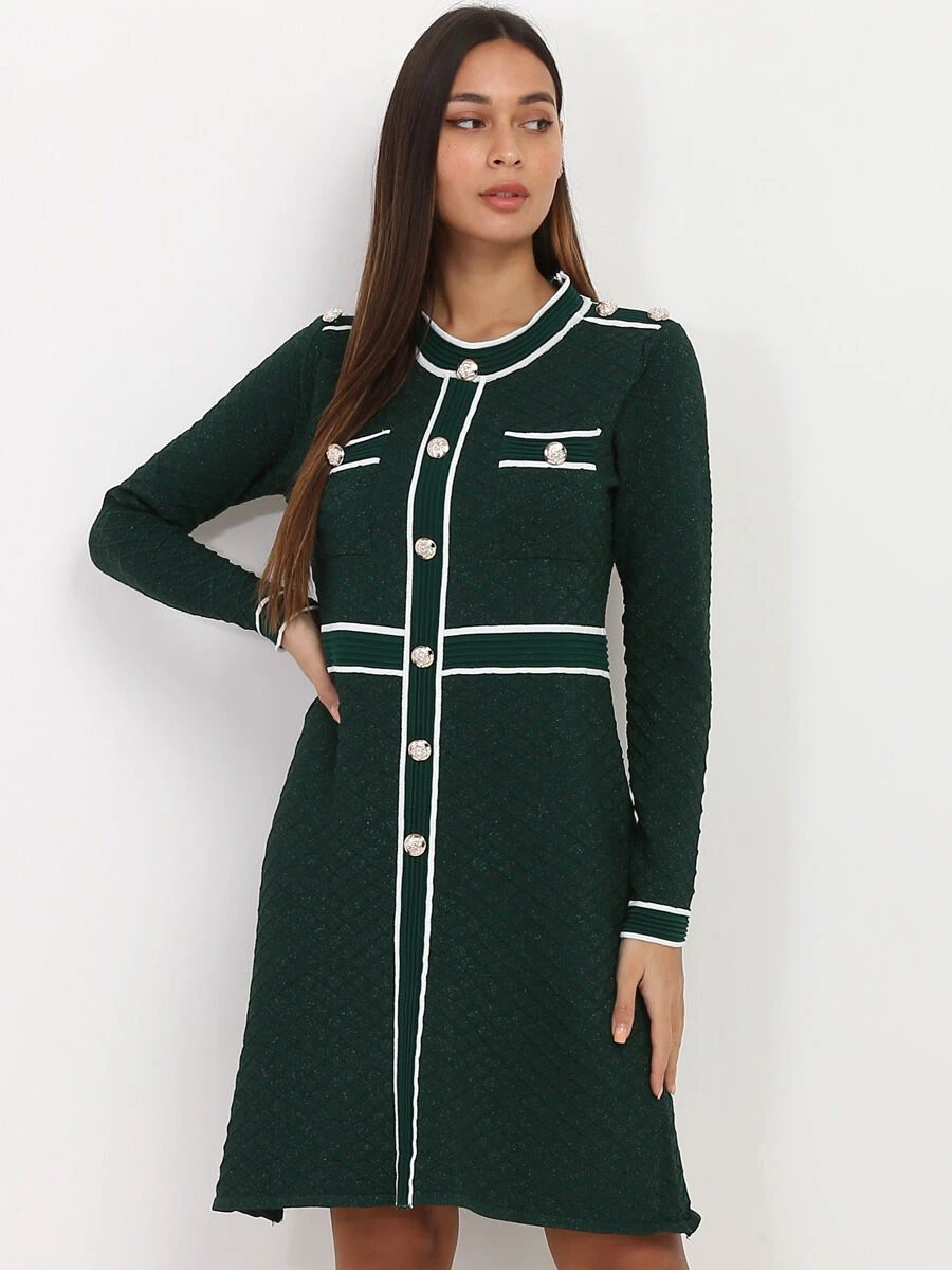 Robe à Paillettes Et Liserés Contrastants 3 Robe à Paillettes Et Liserés Contrastants