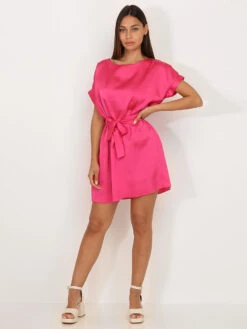Robe Fluide Et Satinée Fuchsia Ceinturée Fuchsia -Logic || Diamond || Zero Soldes Boutique V25 2520 FSH 3