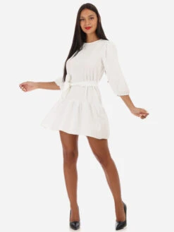 Robe Volantée à Manches Ballons -Logic || Diamond || Zero Soldes Boutique V27 40841 WHT 3