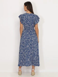 Robe évasée Smockée à Fleurs -Logic || Diamond || Zero Soldes Boutique V31 P8262 U BLU 2