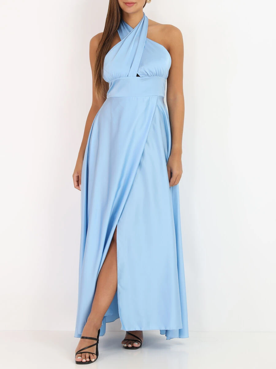 Robe Satinée Avec Encolure Croisée 3 Robe Satinée Avec Encolure Croisée