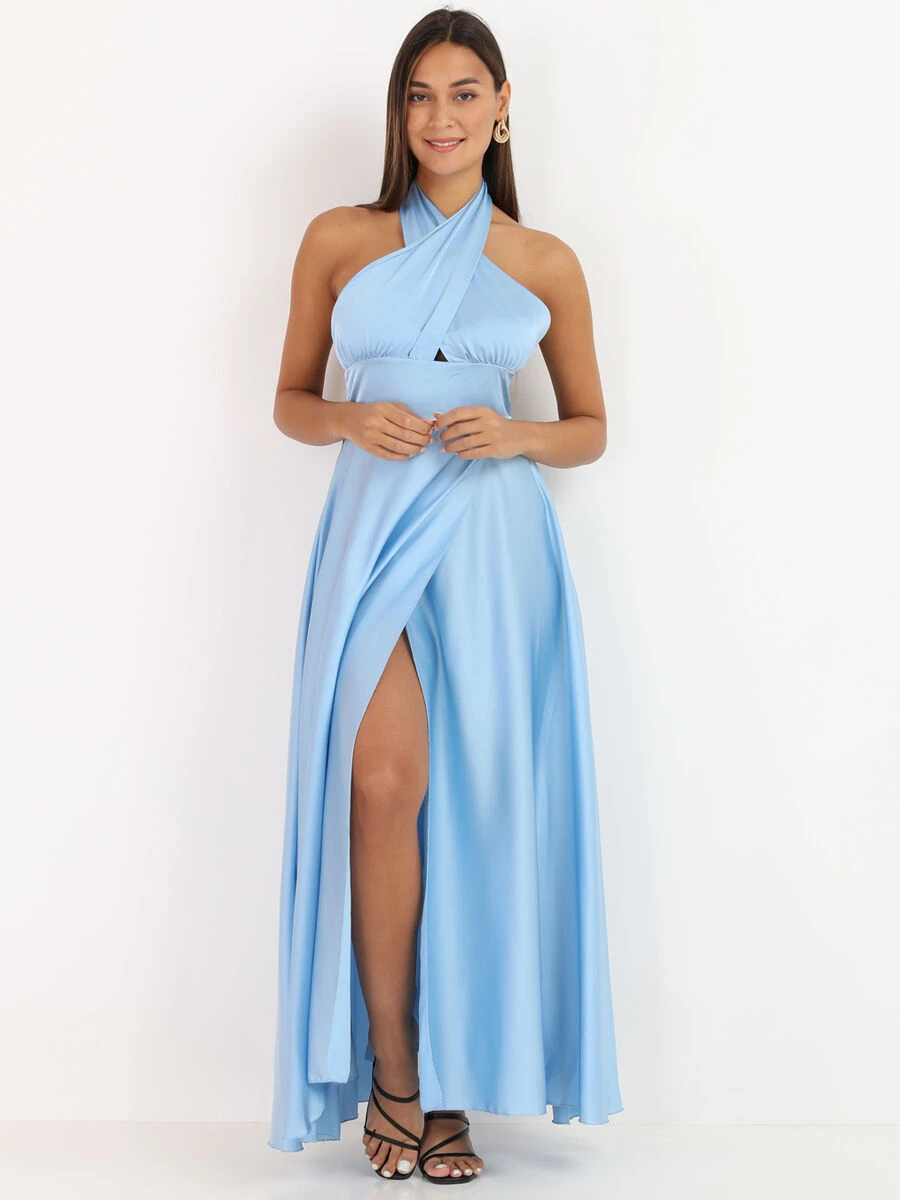 Robe Satinée Avec Encolure Croisée 5 Robe Satinée Avec Encolure Croisée – Image 3