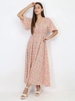 Robe Longue Fendue à Pois Et Smockée 9 Robe Longue Fendue à Pois Et Smockée -Logic || Diamond || Zero Soldes Boutique W14 P8388 D BGERED 4