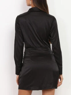 Robe Satinée Cache Coeur à Boutons 6 Robe Satinée Cache Coeur à Boutons -Logic || Diamond || Zero Soldes Boutique W16 0927 BLK 2