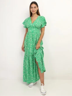 Robe Fluide à Fleurs Fendue -Logic || Diamond || Zero Soldes Boutique W20 P8370 A GRN 4