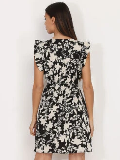 Robe Volantée à Feuilles -Logic || Diamond || Zero Soldes Boutique W22 P8306 Q BLK 2