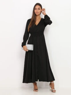 Robe Longue Satinée -Logic || Diamond || Zero Soldes Boutique W28 P8307 C BLK 3