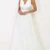 Robe Longue Blanche à Buste Drapé Et Dentelle Blanc -Logic || Diamond || Zero Soldes Boutique W32 Q2021 40 2 WHT 1