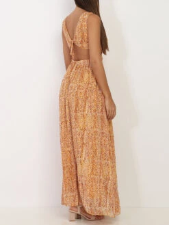 Robe Longue Orange Zébrée Avec Découpe Jaune -Logic || Diamond || Zero Soldes Boutique X10 1061 YLL 2