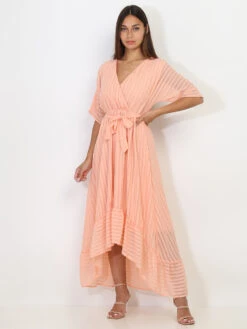 Robe Longue Asymétrique à Volant 7 Robe Longue Asymétrique à Volant -Logic || Diamond || Zero Soldes Boutique X19 CH5909 PNK 3