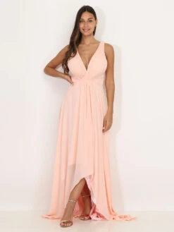 Robe Longue Asymétrique -Logic || Diamond || Zero Soldes Boutique X20 HM2294 PNK 3