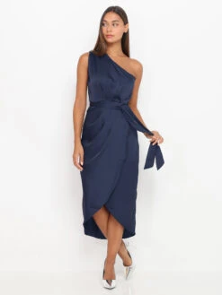 Robe Asymétrique Satinée -Logic || Diamond || Zero Soldes Boutique X23 0125R NVY 3