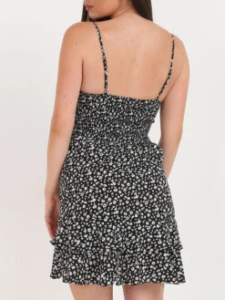 Robe Froncée à Imprimé Fleuri -Logic || Diamond || Zero Soldes Boutique X26 3642 BLK 2