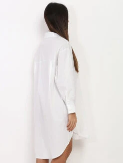 Robe Chemise Oversize En Coton -Logic || Diamond || Zero Soldes Boutique X28 5643 WHT 2