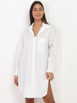 Robe Chemise Oversize En Coton -Logic || Diamond || Zero Soldes Boutique X28 5643 WHT 4