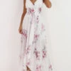 Robe Longue Fendue à Fleurs Romantiques -Logic || Diamond || Zero Soldes Boutique X30 R1372 WHT 1