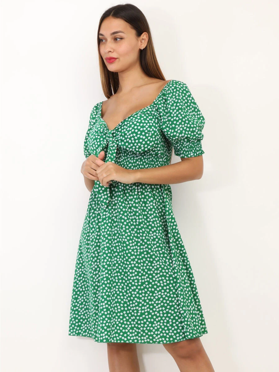 Robe Fleurie à Manches Ballon 3 Robe Fleurie à Manches Ballon