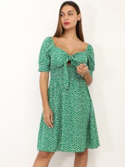 Robe Fleurie à Manches Ballon 8 Robe Fleurie à Manches Ballon -Logic || Diamond || Zero Soldes Boutique Y10 82131 16 GRN 3