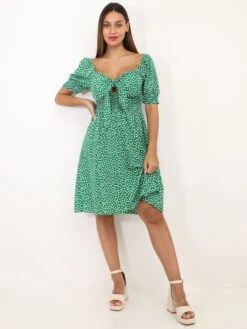 Robe Fleurie à Manches Ballon 9 Robe Fleurie à Manches Ballon -Logic || Diamond || Zero Soldes Boutique Y10 82131 16 GRN 4