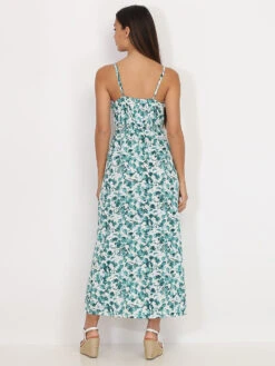 Robe Longue Fendue à Feuilles Aquarelles -Logic || Diamond || Zero Soldes Boutique Y22 P8355 F GRN 2