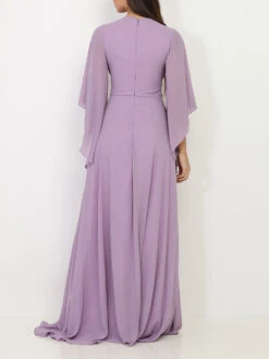 Robe Longue Drapée à Manches Volantées -Logic || Diamond || Zero Soldes Boutique Y24 HM2290 PRP 2