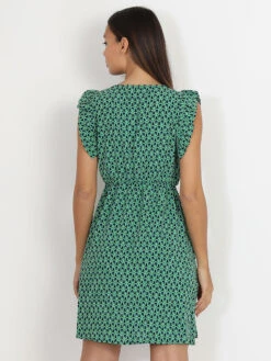 Robe Patineuse Verte à Motif Graphique Rétro Vert -Logic || Diamond || Zero Soldes Boutique Y26 P8306 E GRN 2