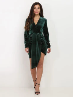 Robe Portefeuille En Velours à Ruban -Logic || Diamond || Zero Soldes Boutique Z09 9186 GRN 3