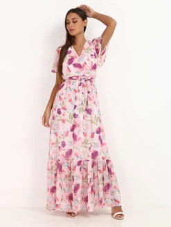 Robe Longue à Fleurs Ceinturée -Logic || Diamond || Zero Soldes Boutique Z18 81120 LTPNK 3