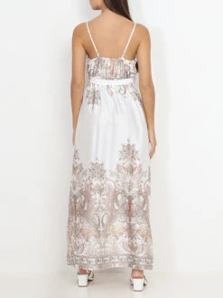 Robe Portefeuille Fendue Blanche à Motif Cachemire Blanc -Logic || Diamond || Zero Soldes Boutique Z19 3933 WHT 2