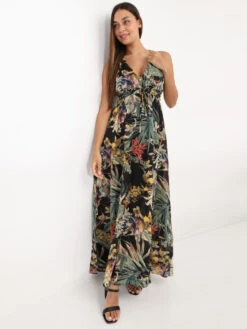 Robe Longue Fleurie Décolletée