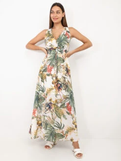 Robe Décolletée Imprimé Fleuri