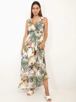 Robe Décolletée Imprimé Fleuri -Logic || Diamond || Zero Soldes Boutique Z20 5852 1 WHT 4