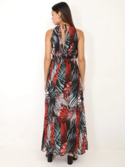 Robe Longue à Imprimé 7 Robe Longue à Imprimé -Logic || Diamond || Zero Soldes Boutique Z20 5852 RED 2