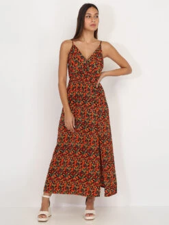 Robe Longue Fendue à Motif Fruits -Logic || Diamond || Zero Soldes Boutique Z20 P8355 C BLK 3