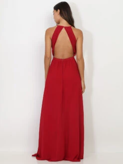 Robe Longue Drapée à Bretelles -Logic || Diamond || Zero Soldes Boutique Z26 HM2295 DKRED 2