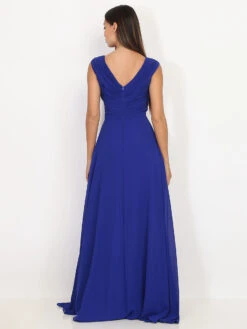 Robe Longue Drapée Bleu Roi Avec Fente Bleu -Logic || Diamond || Zero Soldes Boutique Z32 R1390 BLU 2