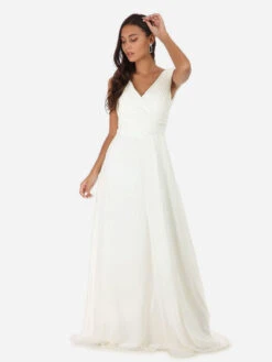 Robe Longue Drapée Avec Fente -Logic || Diamond || Zero Soldes Boutique Z32 R1390 WHT 3