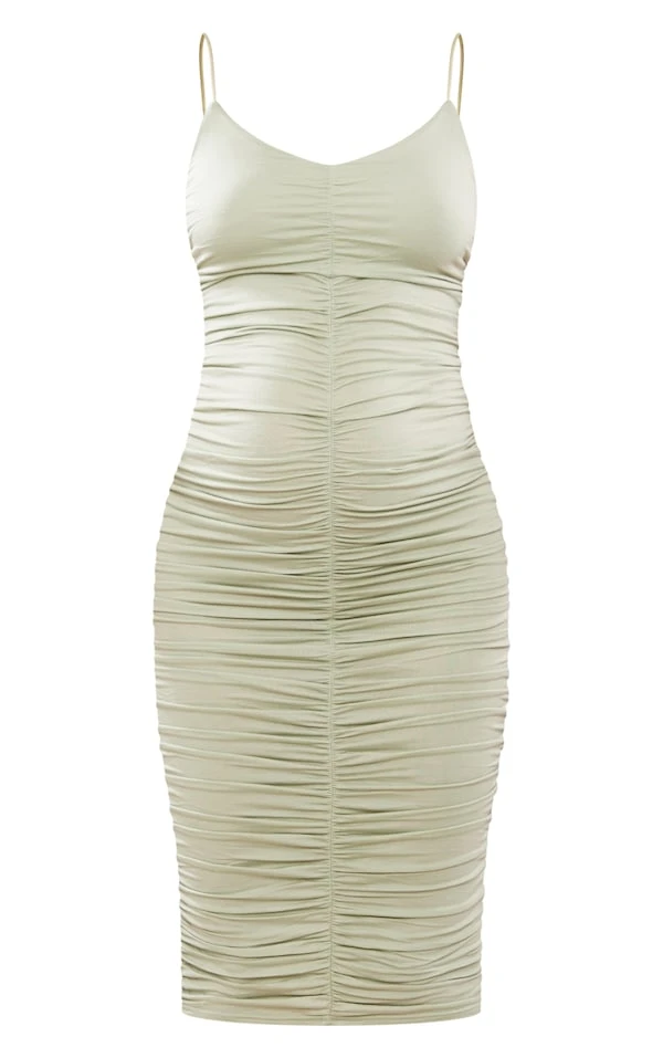 Maternité Robe De Grossesse Mi-longue En Jersey Vert Sauge à Décolleté Et Fronces Détail Contours 7 Maternité Robe De Grossesse Mi-longue En Jersey Vert Sauge à Décolleté Et Fronces Détail Contours – Image 5