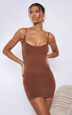 Robe Gainante Marron à Buste Ouvert
