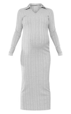 Maternité Robe De Grossesse Longue Côtelée Gris Clair à Col -Logic || Diamond || Zero Soldes Boutique a423ff9dae6bf946b45628ddc1fa5236d3366e13 cnd3129 5