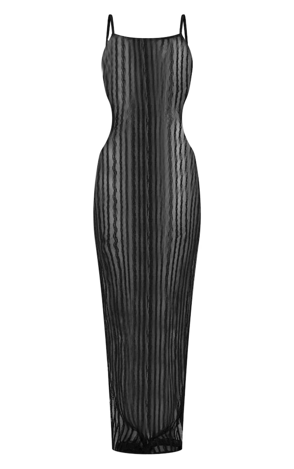 Robe De Plage En Maille Crochetée Noire Fendue à Nos Nu 7 Robe De Plage En Maille Crochetée Noire Fendue à Nos Nu – Image 5