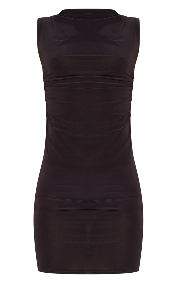 Tall Mini Robe Moulante Froncée Noire 7 Tall Mini Robe Moulante Froncée Noire – Image 5