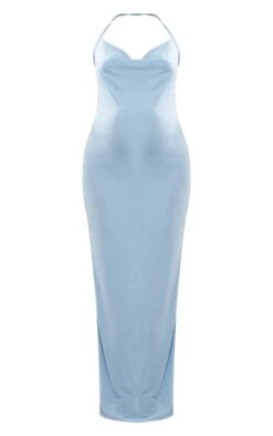 Maternité Robe De Grossesse Longue Bleue à Col Bénitier -Logic || Diamond || Zero Soldes Boutique a9937b90f2300a3e8c61c422c8d1819aa9d4fe10 cne2241 5