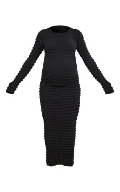 Maternité Robe De Grossesse Mi-longue Noire Texturée Effet Bulle -Logic || Diamond || Zero Soldes Boutique aa8b3ce515bac71d7fee9520a2e0cc0ad249d966 cnd0046 5