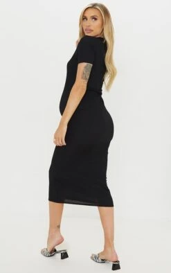 Maternité Robe De Grossesse Mi-longue Noire Côtelée à Col Ras-du-cou -Logic || Diamond || Zero Soldes Boutique b0c475809080729e067cf39ea7651116d6cdae32 cms0989 3